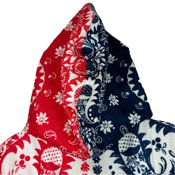 Agua Bendita, Women’s ‘Delailah’ Towel Poncho Cover-Up Paisley Blue/Red One Size - Picture 14 of 17